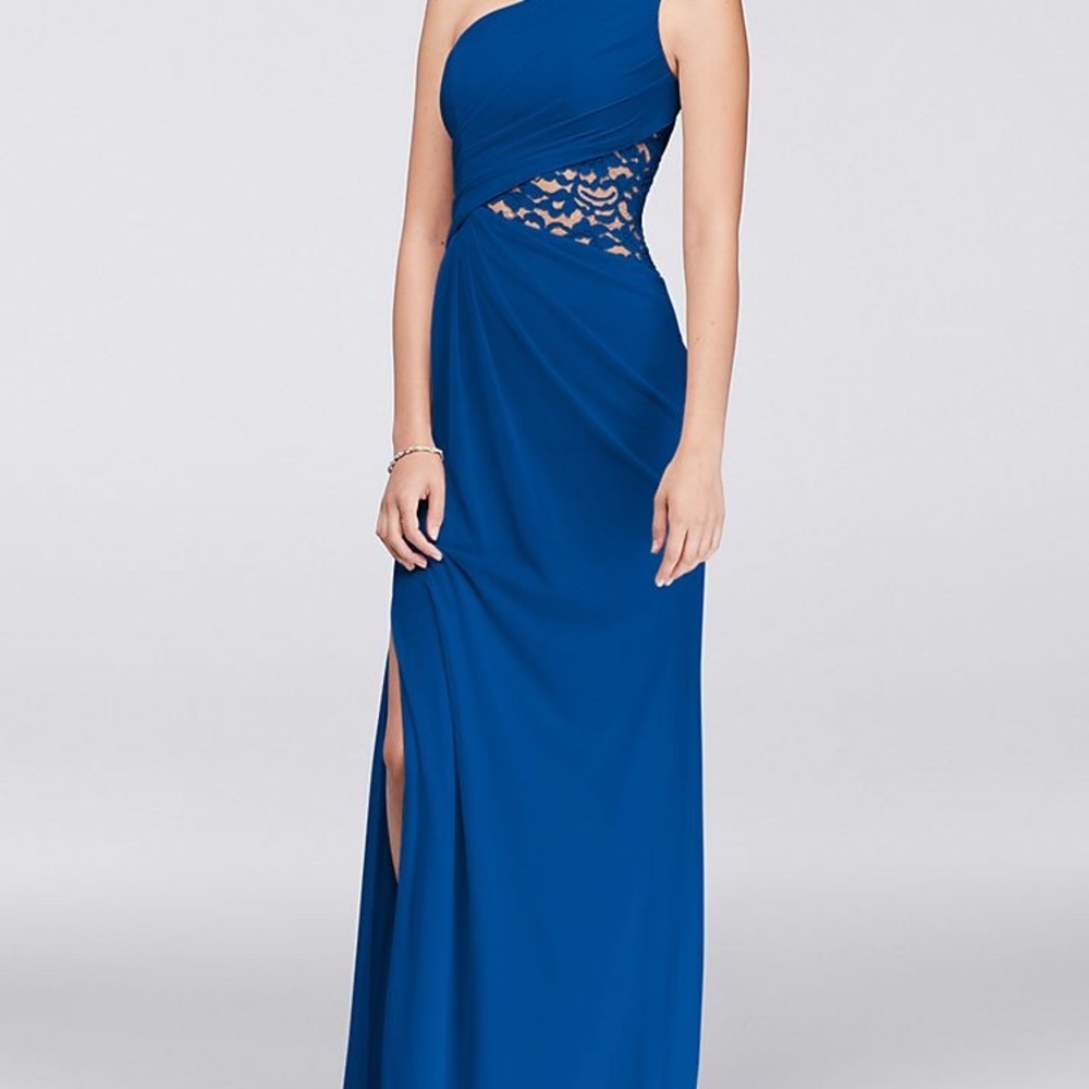 David’s bridal floor length cobalt blue dress